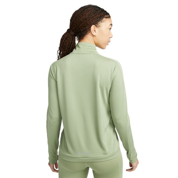 Nike Dri-Fit Swoosh 1/4 Zip Womens Running Mid Layer - Oil Green/Reflective Silver