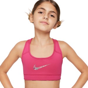Nike Swoosh Kids Girls Reversible Sports Bra - Fireberry/White
