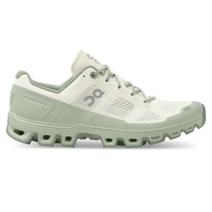 On Cloudventure 2 - Womens Trail Running Shoes - White Cream/Moss