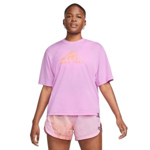Nike Dri-Fit Womens Trail Running T-Shirt - Rush Fuchsia/Sundial