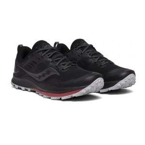 Saucony Peregrine 10 - Mens Trail Running Shoes - Black/Red