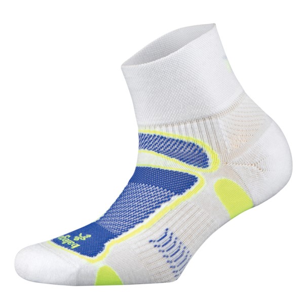 Balega Ultra Light Quarter Unisex Running Socks - White/Neon Yellow/Royal Blue