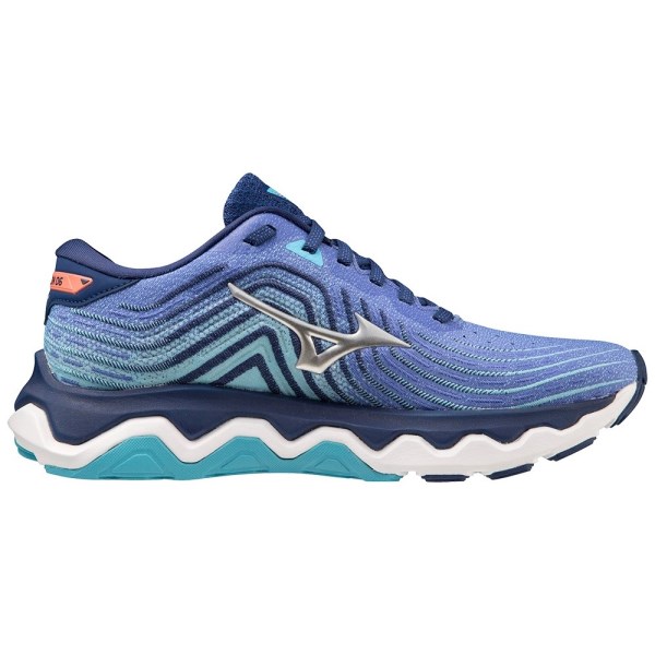 Mizuno Wave Horizon 6 - Womens Running Shoes - Dazzling Blue/Silver/Neon Flame