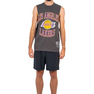 Mitchell & Ness Los Angeles Lakers Vintage Crest Logo Mens Basketball Muscle Tank - Faded Black