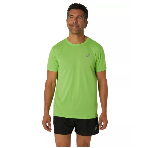 Asics Silver Mens Short Sleeve Running T-Shirt - Electric Lime