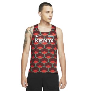 Nike Dri-Fit ADV Team Kenya AeroSwift Mens Running Tank Top - Chile Red/White