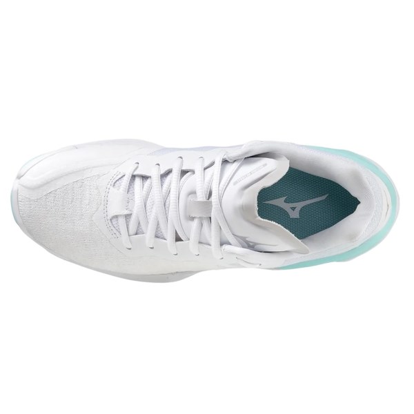 Mizuno Wave Stealth Neo - Womens Netball Shoes - White/White/Tanger Turquoise