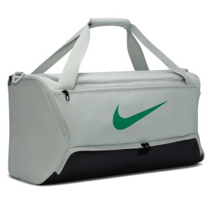 Nike Brasilia 9.5 Medium Training Duffel Bag - Light Silver/Black/Stadium Green