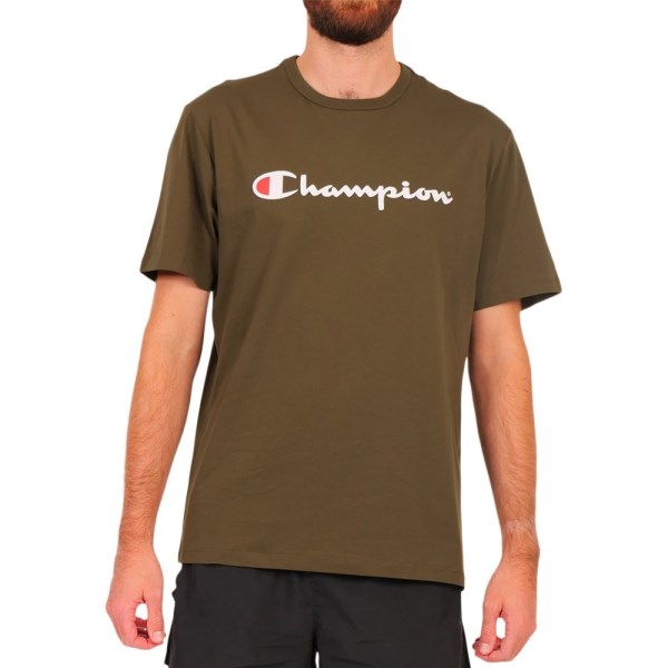Champion Script Mens Short Sleeve T-Shirt - Forest Green