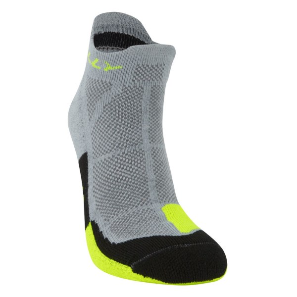 Hilly Cushion Socklet - Running Socks - Grey/Fluro Yellow/Black