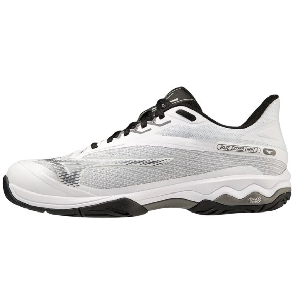 Mizuno Wave Exceed Light AC 2 - Womens Tennis Shoes - White/Metallic Grey/Wan Blue