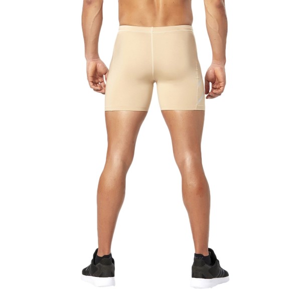 2XU Compression Mens Half Shorts - Beige/Silver