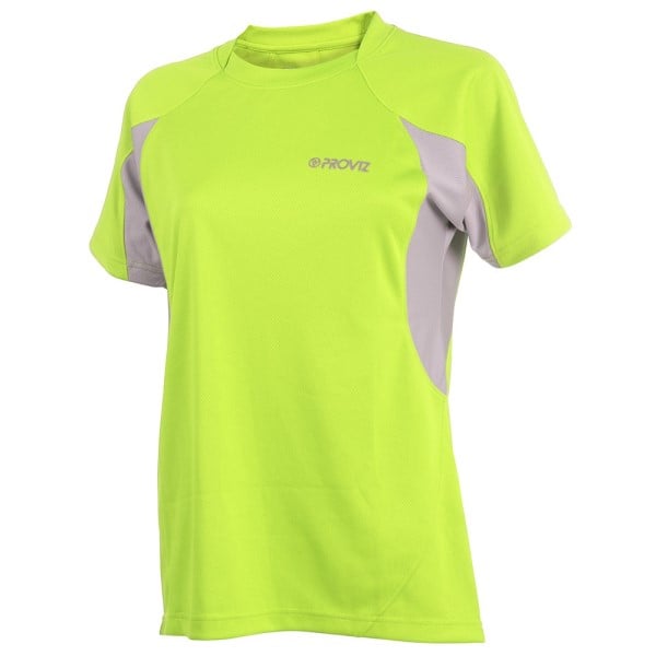 Proviz Active Hi-Vis Womens Running T-Shirt - Yellow/Grey