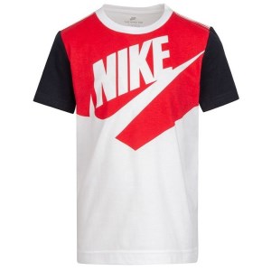 Nike Graphic Kids Short Sleeve T-Shirt - White/University Red