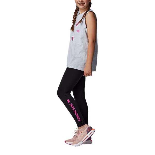 Running Bare WOTS Kids Girls Full Length Training Tights - Black/Pink