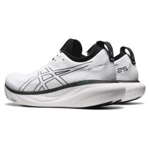 Asics Gel Nimbus 25 - Mens Running Shoes - White/Cilantro