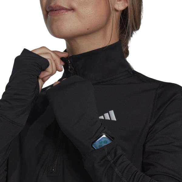 Adidas Fast Half-Zip Womens Running Long Sleeve Top - Black