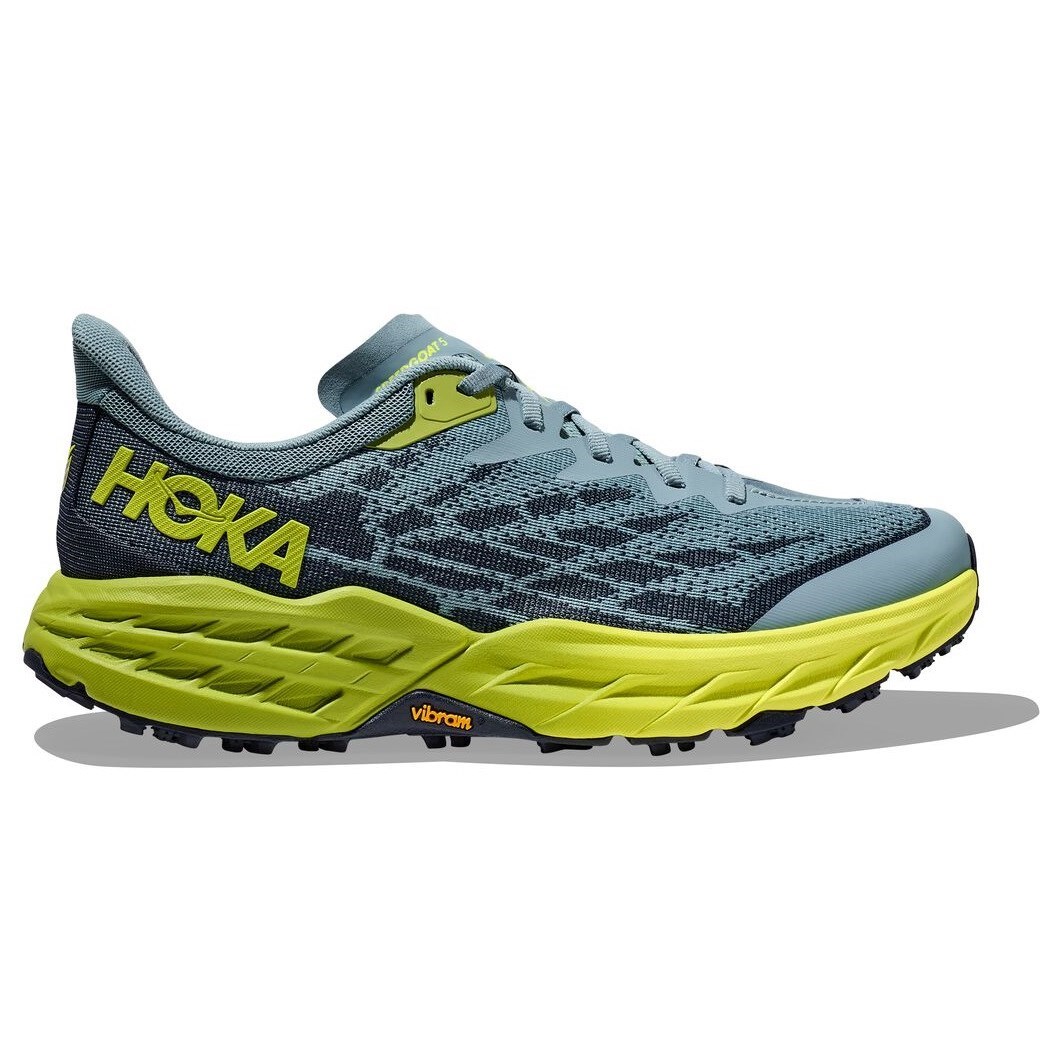 Hoka Speedgoat 5 - Mens Trail Running Shoes - Stone Blue/Dark Citron ...
