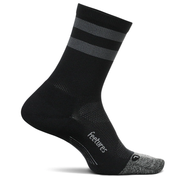 Feetures Elite Light Cushion Mini Crew Running Socks - Dark Grey/High Top Stripe