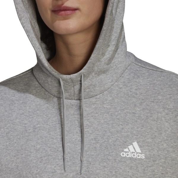 Adidas Essentials Studio Fleece Womens Hoodie - Medium Grey Heather/White