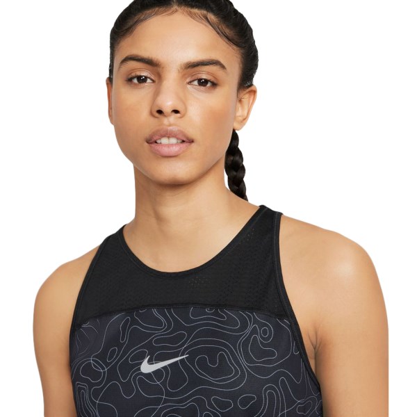Nike Miler Run Division Printed Womens Running Tank Top - Black/Reflective Silver