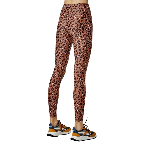 Running Bare Ab Waisted Power Moves Womens Training Tights - Leopard Print