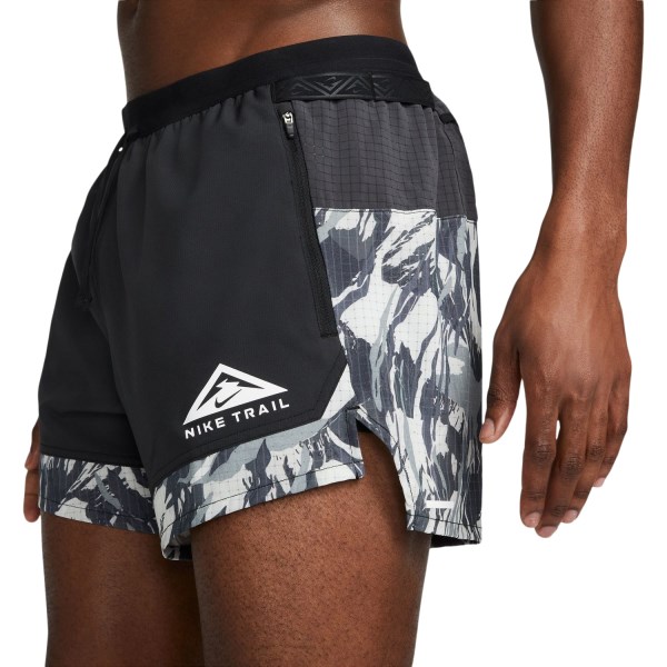 Nike Dri-Fit Flex Stride 5 Inch Brief-Lined Trail Running Shorts - Black/Dark Smoke Grey/White
