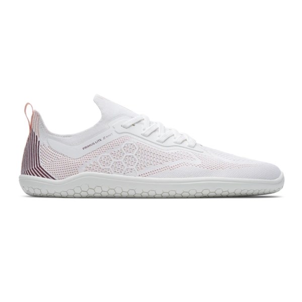 Vivobarefoot Primus Lite Knit - Womens Running Shoes - White/Peach Melba