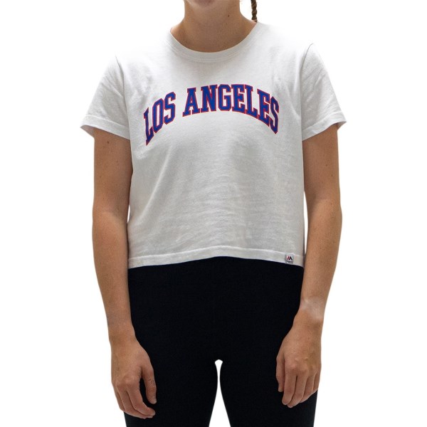 Majestic Los Angeles Dodgers Archy Womens Baseball Crop T-Shirt - White