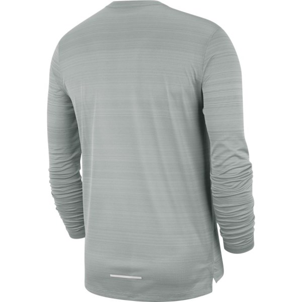 Nike Dri-Fit Miler Mens Long Sleeve Running Top - Smoke Grey/Heather/Reflective