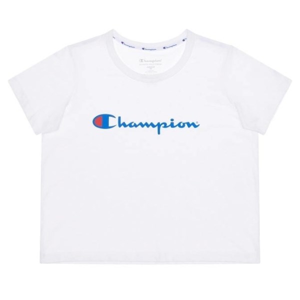 Champion Script Kids Girls Crop T-Shirt - White