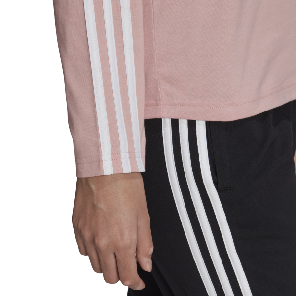 Adidas Essentials 3-Stripes Womens Long Sleeve T-Shirt - Wonder Mauve/White