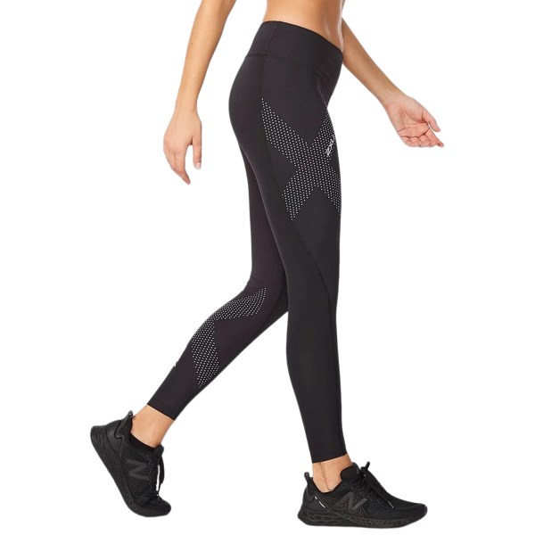 2XU Motion Mid-Rise Womens Full Length Compression Tights - Black/Lavendust