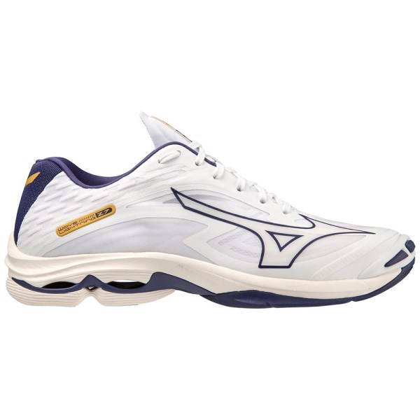 Mizuno Wave Lightning Z7 - Mens Indoor Court Shoes - White/Blue Ribbon/MP Gold
