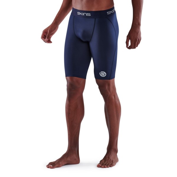 Skins Series-1 Mens Compression Half Tights - Navy Blue