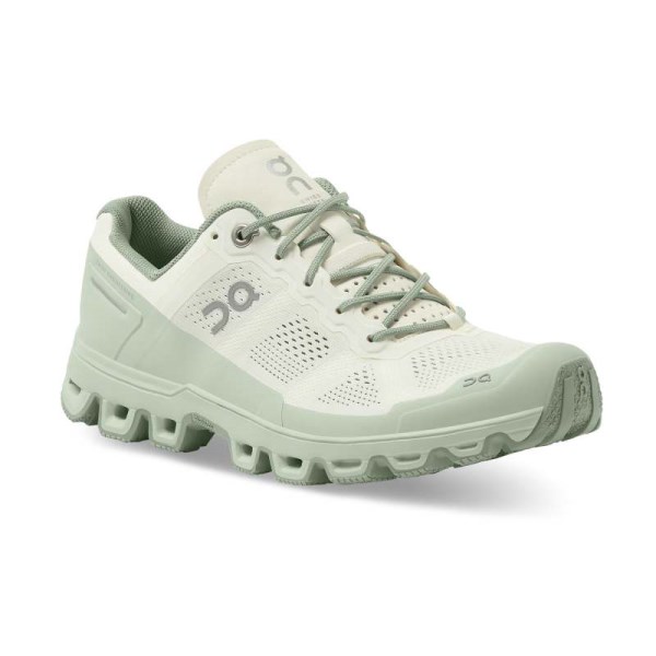 On Cloudventure 2 - Womens Trail Running Shoes - White Cream/Moss
