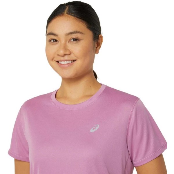 Asics Silver Womens Short Sleeve Running T-Shirt - Pink