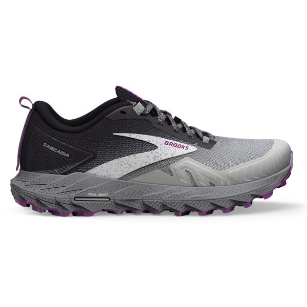 Brooks Cascadia 17 - Womens Trail Running Shoes - Oyster/Blackened Pearl/Purple
