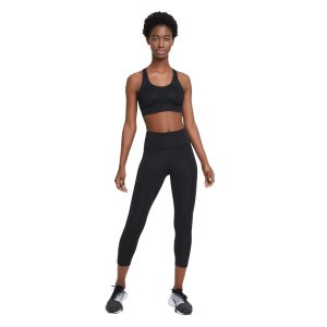 Nike Fast Mid-Rise Crop Womens Running Tights - Black/Silver Reflective