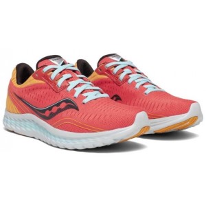 Saucony Kinvara 11 - Womens Running Shoes - Coral/Yellow/Blue