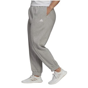 Adidas Essentials Studio Fleece Womens Track Pants - Plus Size - Medium Grey Heather/White