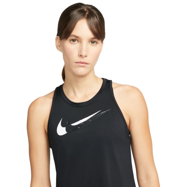 Nike Dri-Fit Swoosh Run Womens Running Tank Top - Black/White