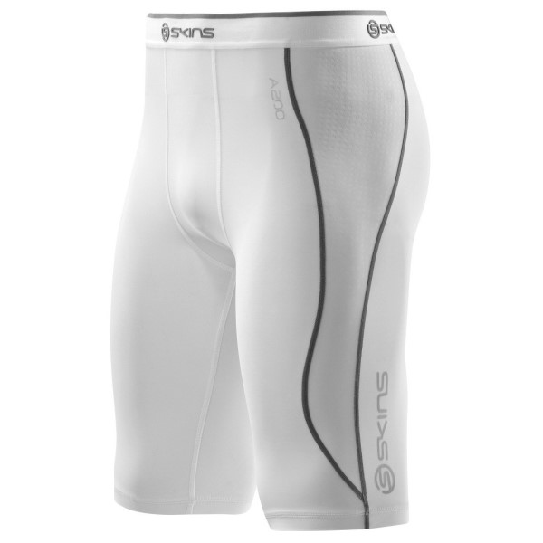 Skins A200 Mens Compresssion Half Tights With Pouch - White