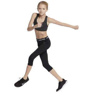 Nike Pro Capri Older Kids Girls Training Tights - Black/White