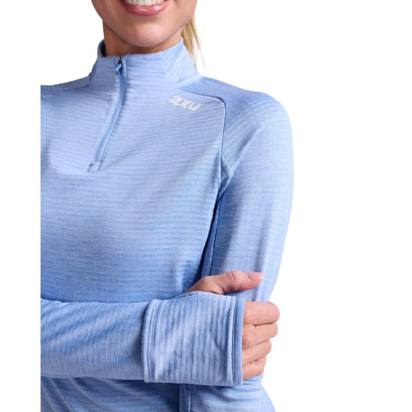 2XU Ignition 1/4 Zip Womens Long Sleeve Running Top - Hydrangea/White Reflective