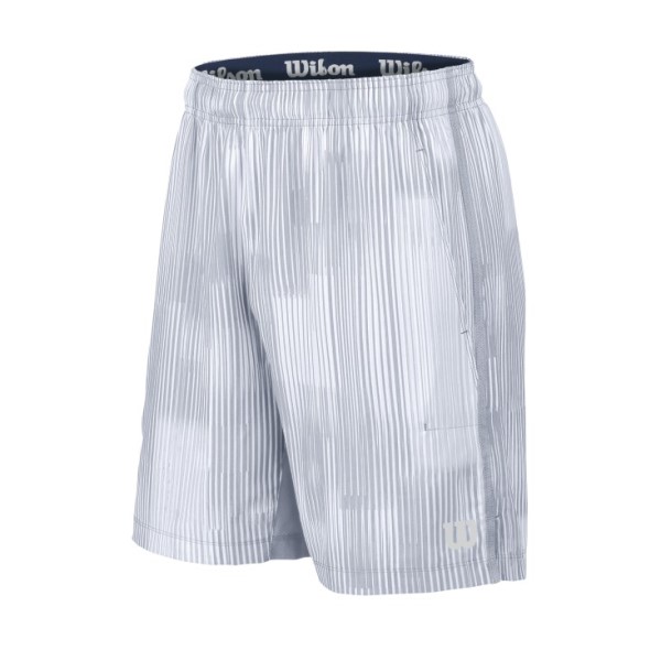 Wilson Linear Blur 8 Inch Stretch Woven Mens Tennis Shorts - Twilight Grey/Silver