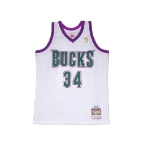Mitchell & Ness Milwaukee Bucks Ray Allen Home 1996-97 NBA Swingman Mens Basketball Jersey - White
