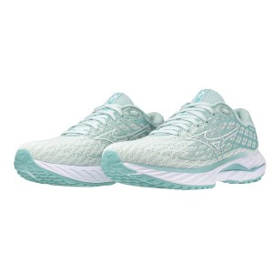 Mizuno Wave Inspire 20 - Womens Running Shoes - Eggshell/White/Blue Turquoise