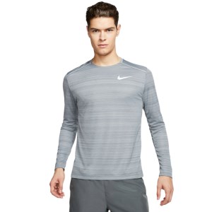 Nike Dri-Fit Miler Mens Long Sleeve Running Top - Smoke Grey/Heather/Reflective