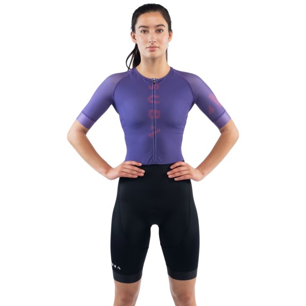 Sub4 Sleeved Womens Triathlon Speedsuit - Purple/Black
